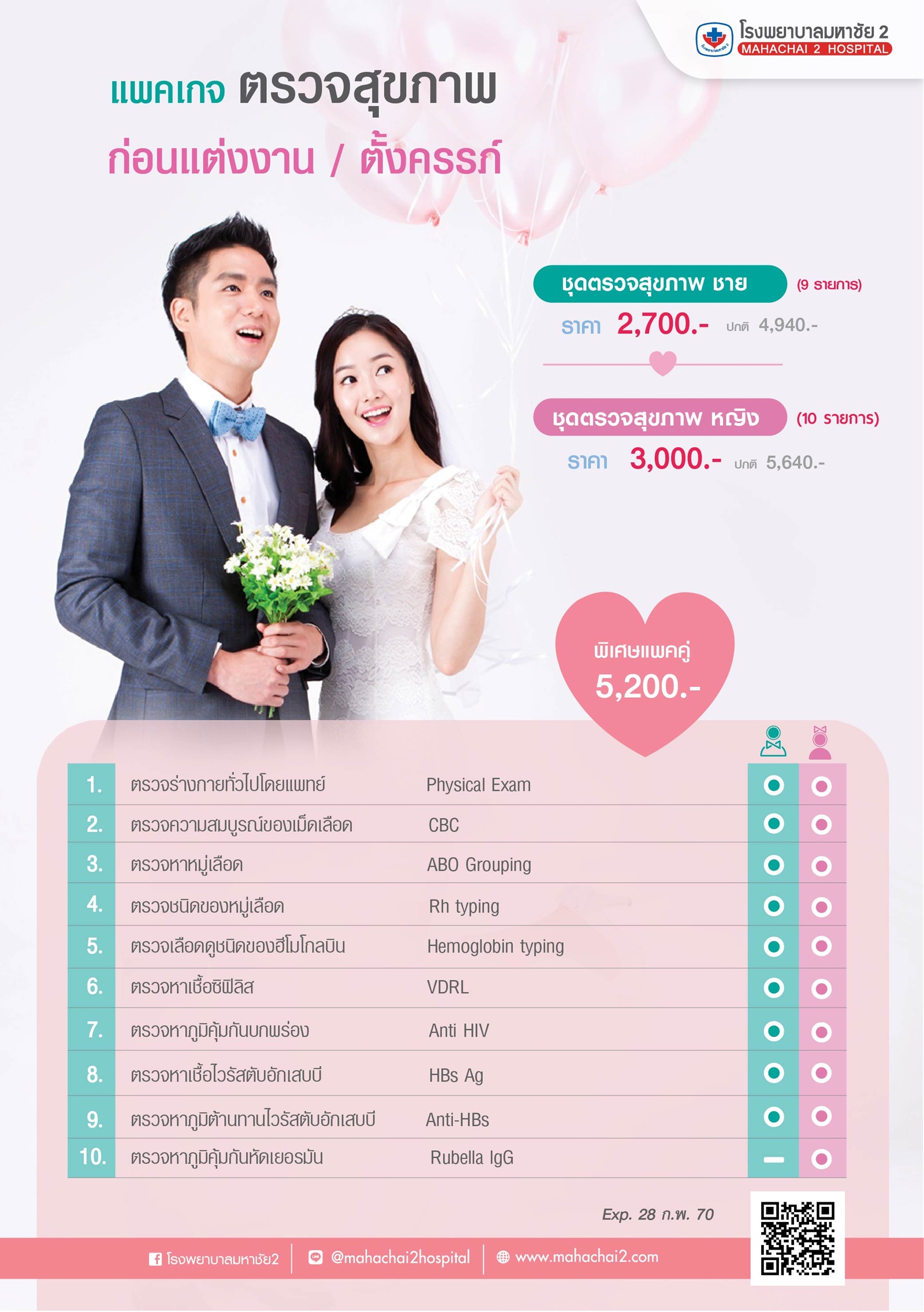 แพคเกจตรวจสุขภาพก่อนแต่งงาน / ตั้งครรภ์